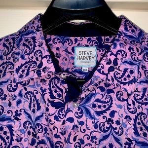 Steve Harvey Pink and Blue Paisley long-sleeve shirt